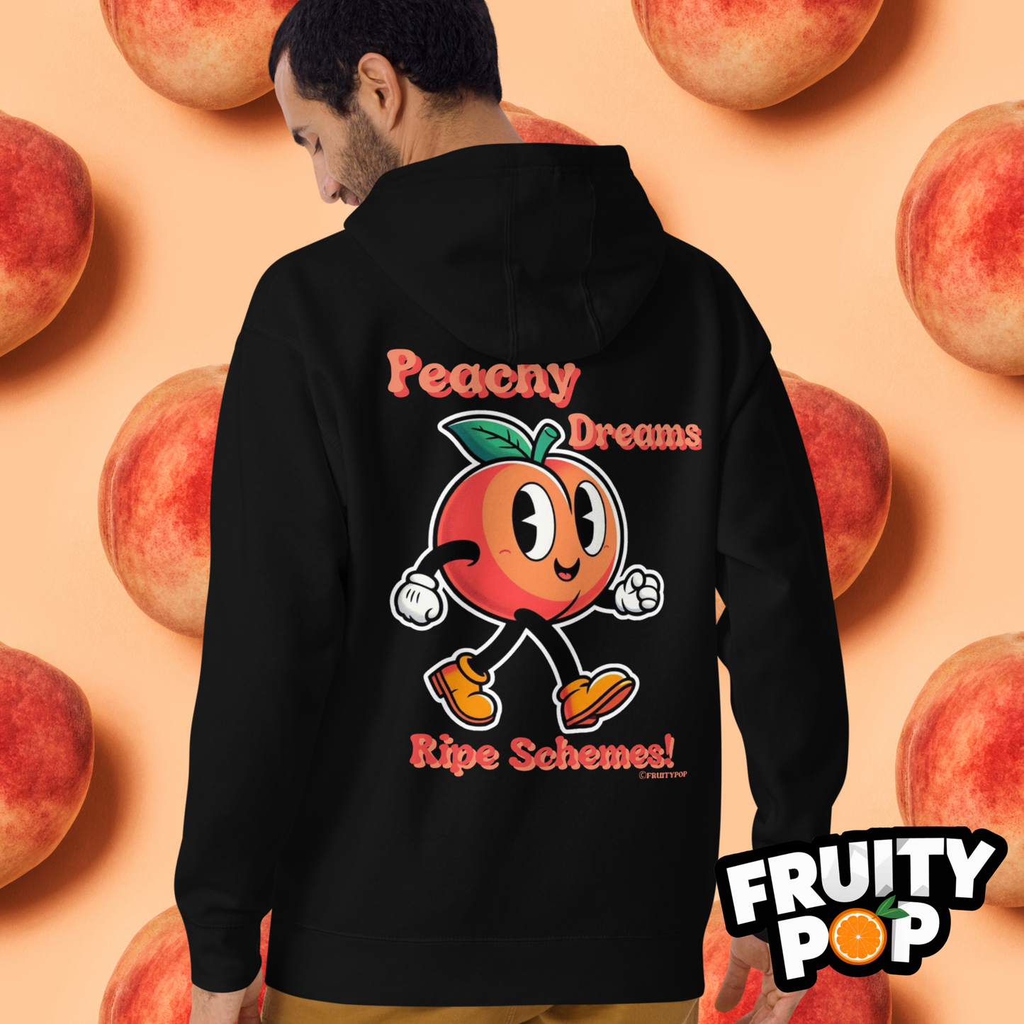 🍑 Peach Pete- Peachy Dreams Ripe Schemes! Unisex Pullover Hoodie 🍑