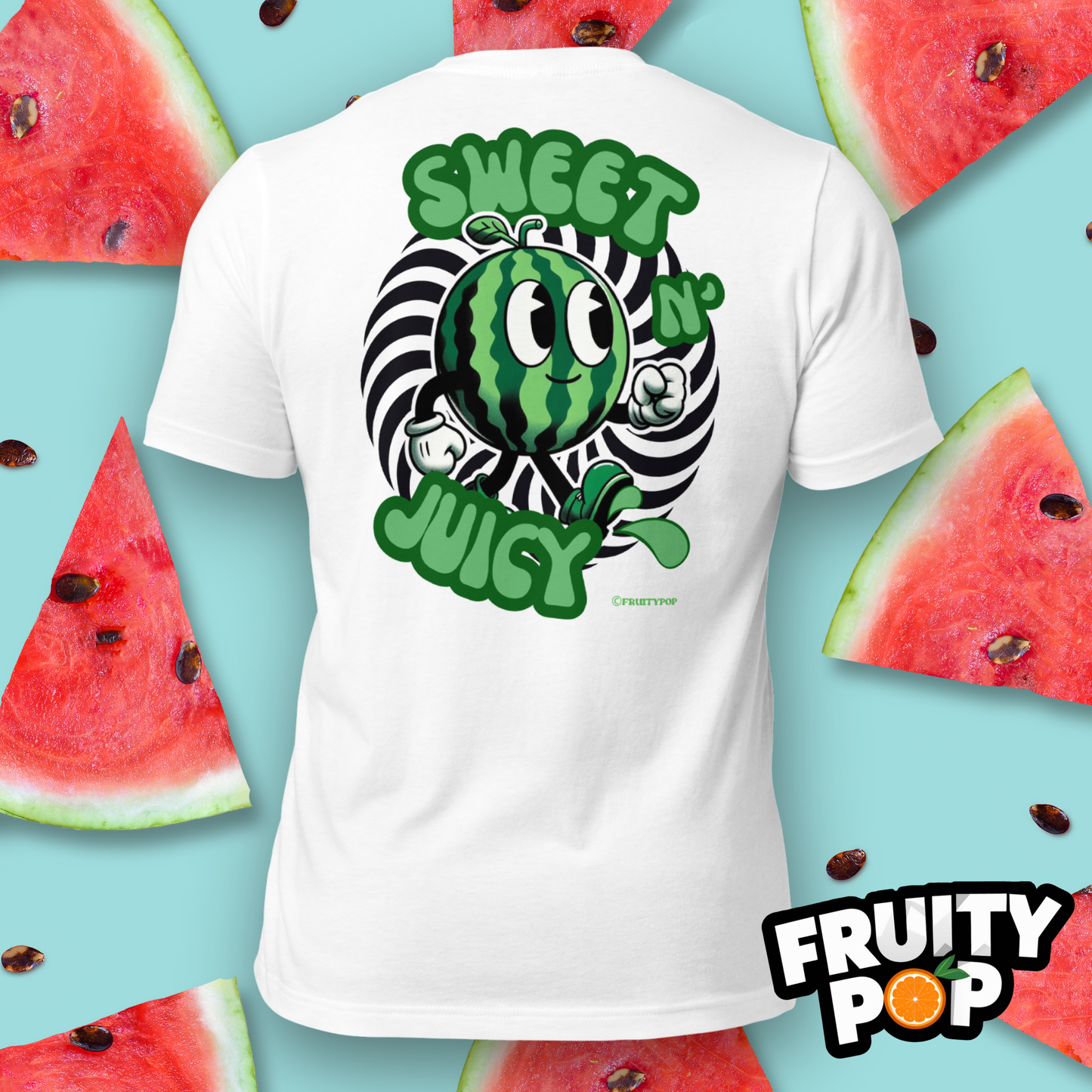 Embroidered Melon Max- Sweet N' Juicy Circle Illusion White Shirt