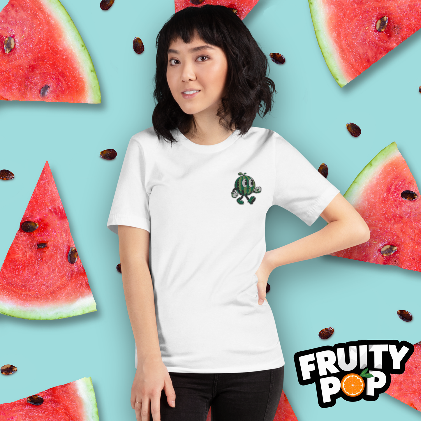 Embroidered Melon Max- Melon Melon Futuristic White Shirt