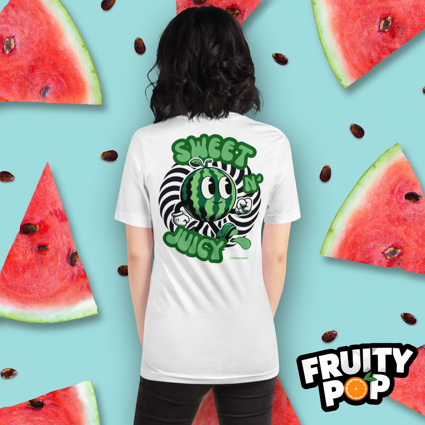 Embroidered Melon Max- Sweet N' Juicy Circle Illusion White Shirt