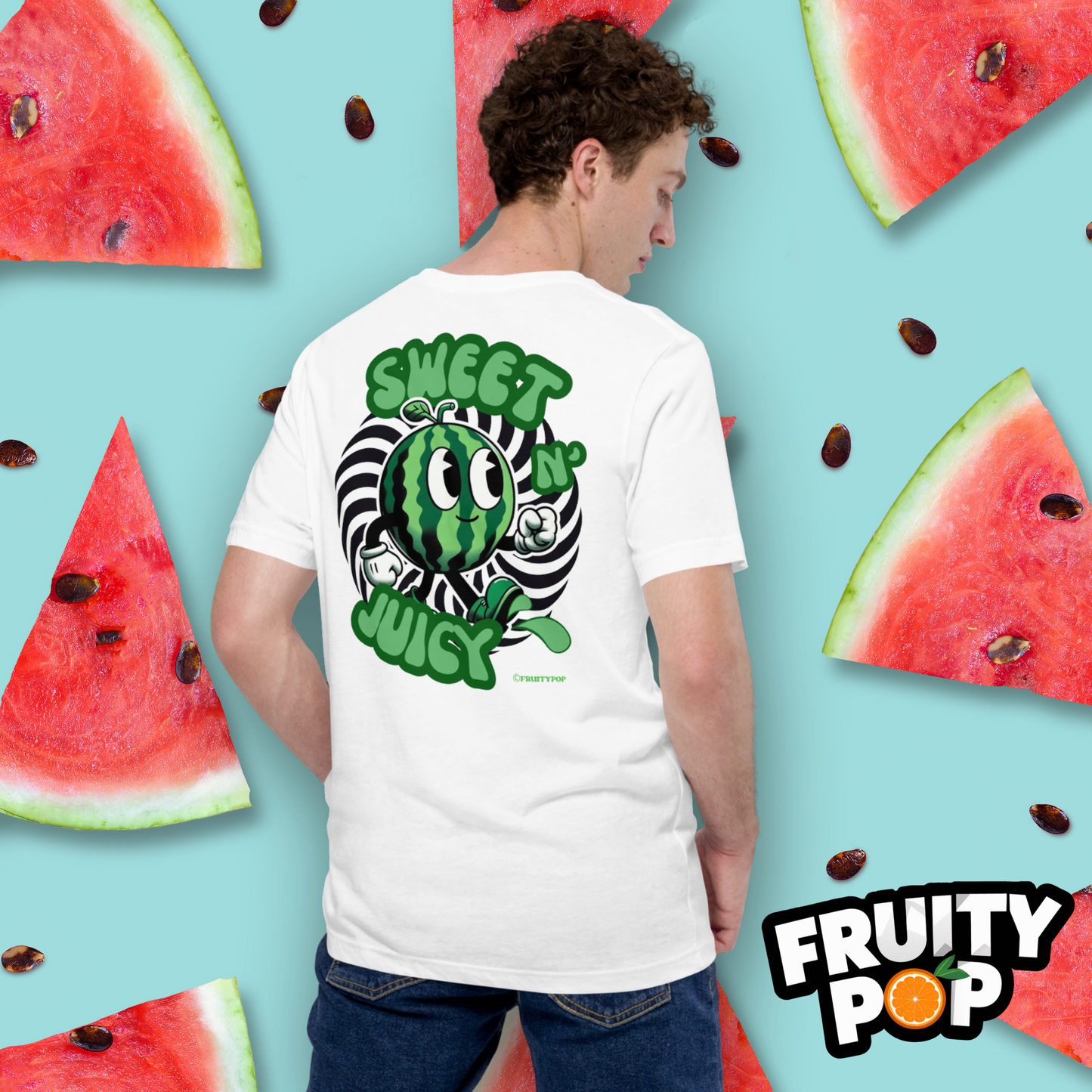 Embroidered Melon Max- Sweet N' Juicy Circle Illusion White Shirt